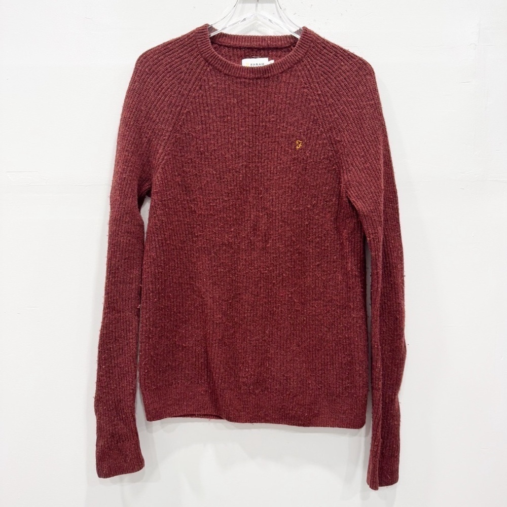 F Farah Lambswool Knit Long Sleeve Pullover Medium Round Neck